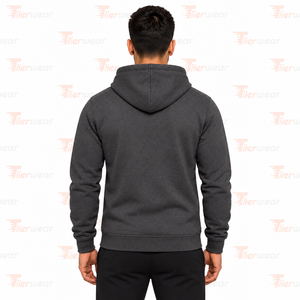 Sudadera con Capucha para Hombre, Color Gris Oscuro, Cierre Completo, Corte Regular, Algodón French Terry, Estilo Casual Urbano, Sudadera con Capucha para Otoño - Product Image 4