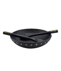 Tazón de Madera de Color Negro, Tazón de Postre de Madera Hecho a Mano con Acabado Metálico Pulido, Vajilla de Madera Personalizada para Servir Comida - Product Image 1