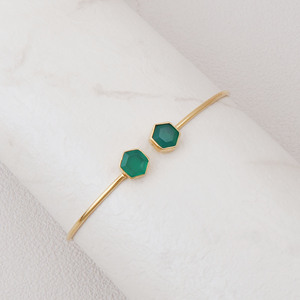 Green Onyx Gemstone <b>Bracelet</b> <b>Adjustable</b> <b>Gold</b> Plated Cuff Jewelry Gift For Women Unique Handmade Jewelry - Product Image 3