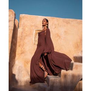 Stylish Kamala Slip Dress Floor-Length A-Line Natural Waist Bias-cut Contour Glide Body Soft Draped Neckline Delicate <b>Back</b> <b>Ties</b> - Product Image 3