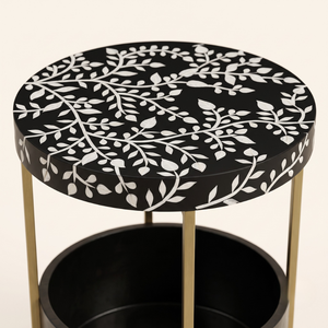 Handcrafted Bone Inlay <b>Round</b> Bed Side <b>Table</b> Bone Inlay <b>Table</b> Modern Stool Furniture for Bedroom - Product Image 3