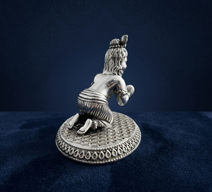 Ídolo de Laddu Gopal en Plata Oxidada de Jaipur Metals |   100% Latón |   7.5x5x5.5 cm |   115g |   Regalo para el Hogar o Templo para la Celebración de Diwali | - Product Image 5