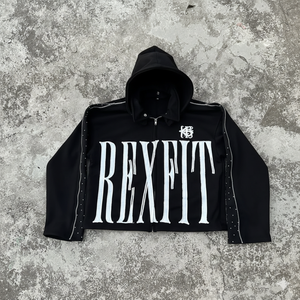 Sudaderas con capucha cortas con cremallera, personalizadas, con bordado desgastado y pedrería, del mejor material, las más vendidas, unisex - Product Image 5