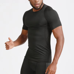 New Arrival <b>Men's</b> Gym Fitness Compression Long Sleeve T-Shirts 100% Cotton Yarn Dyed Front Blank Design Customizable - Product Image 2