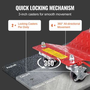 Carrello Sposta Auto in Acciaio Rinforzato con Capacità di 3600 kg, Set di Perni per Pneumatici, Freni e Ruote Girevoli - Product Image 4