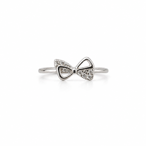 Bague nœud papillon en argent sterling 925 pour femme avec zircon cubique, mignonne, minimaliste, élégante, finition polie, pour usage quotidien, mariage ou fête - Product Image 1