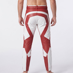 <b>Men's</b> Waterproof <b>Leather</b> Biker <b>Pants</b> with Zipper Pockets Mid Waist Custom Color & Size-Wholesale Custom Made Motorcycle <b>Pants</b> - Product Image 2
