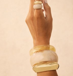Contemporary Resin Bangles Chunky Stack Daily Wear Party Festive Handmade Retro Lucite Hand Cuff Acetate Statement <b>Bracelet</b> - Product Image 1