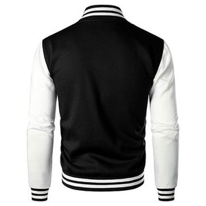 Veste universitaire homme noire et blanche en mélange de laine, style Letterman, boutonnée, longueur standard, pour l'extérieur - Product Image 3