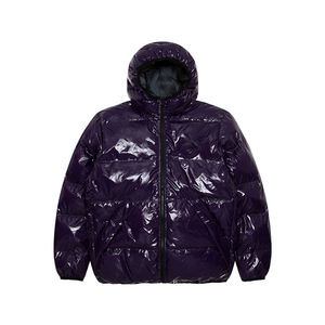 Custom Puffer Men's Women's Black Casual <b>Winter</b> Clothing Woven <b>Coat</b> Hooded Quilted Shiny Reversible Front Letter <b>Thick</b> - Product Image 1