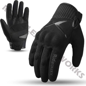 Gants de moto RIDEMAXX style vintage rétro, respirants en polyester/coton et cuir, antidérapants, décontractés, pour hommes et femmes - Product Image 3
