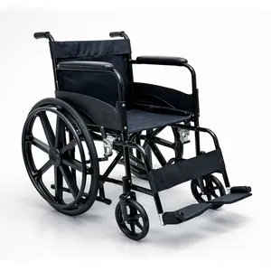 Fauteuil roulant pliable léger en acier pour personnes âgées et handicapées avec siège confortable et support de mobilité facile - Product Image 1