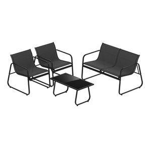 4 Piece Black Outdoor Patio Furniture Set for Conversation 2 Chairs 1 Loveseat 1 Coffee Table - Product Image 1