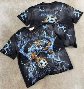 เสื้อยืดสตรีทแวร์ผู้ชายลายกราฟิกพิมพ์ DTG สไตล์วินเทจฟอกสีแบบ Stone Washed ยี่ห้อ Rip Curl ผ้าฝ้าย 100% ทรงโอเวอร์ไซส์ แห้งเร็ว - Product Image 4