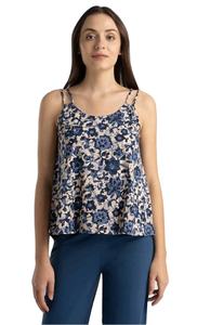 Tissu tissé imprimé à pois de haute qualité pour femmes bleu marine avec décoration de bouton de logo avant et volant inférieur - Product Image 2