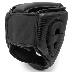 Protège-tête de boxe en cuir PU noir avec rayures rouges et blanches, équipement de sport protecteur pour adultes unisexe, fermeture auto-agrippante - Product Image 3