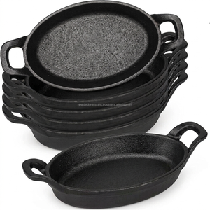 Ensemble de poêles ovales miniatures en fonte écologiques de qualité supérieure, pré-culottées, robustes, pour usage commercial - Product Image 3