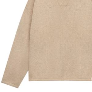 Boucle Knit Long Sleeve Polo Stone Soft and Cozy Boucle Knit Long Sleeve Polo Stone <b>Perfect</b> for Casual Wear and Comfortable <b>Fit</b> - Product Image 3