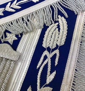 Premium Hand Embroidery Apron by Master Blue Lodge Masonic Grand Lodge Master Apron with Gold <b>Silver</b> Embroidery on Fabric Collar - Product Image 4