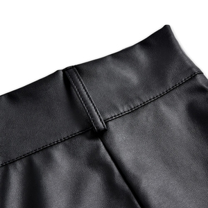 Black PU Leather Women Skirts Club-Beading <b>Mini</b> Skirts / High-Waist Bodycon Skirt For Party & Office Wear - Product Image 3