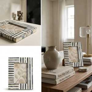 Marco de Fotos Velmora Luxe con Incrustaciones de Hueso, Elegante Exhibidor de Fotos Hecho a Mano en Resina con Arte Contemporáneo Personalizado para un Hogar con Estilo - Product Image 5