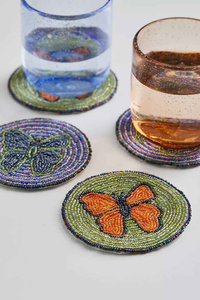 Luxury Beadwork Appliques Handmade Round <b>Beaded</b> Shapes Customizable <b>Coasters</b> Insect Butterfly Embroidered Home Decor Accents - Product Image 5