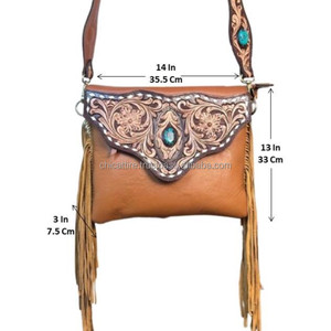 2025 New Hand Tooled Sheepskin Leather <b>Handbag</b> Luxury Custom Designer Versatile Women's Bag Single Shoulder Crossbody Fringe Bag - Product Image 2