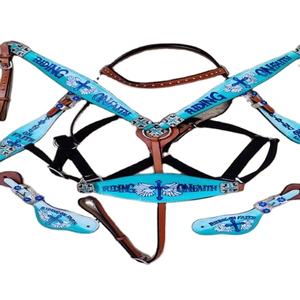 Bride de selle occidentale en cuir véritable de qualité supérieure Y & Z outillée à la main équipement équestre au prix de gros - Product Image 1