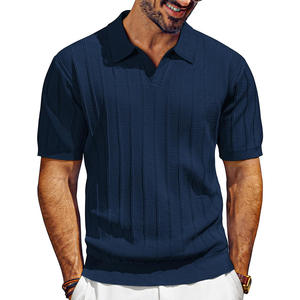 Polo de Punto sin Botones para Hombre, Texturizado Premium, Color Azul, Estilo Old Money, Ropa Casual de Calle, Nueva Llegada 2026 - Product Image 4