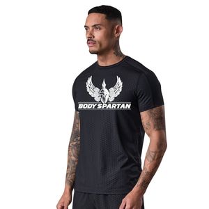 Camiseta Deportiva Negra para Hombre, Cuello Redondo, Manga Corta, para Entrenamiento, Gimnasio, Ejercicio, Fitness, Running, Ropa Deportiva Informal - Product Image 1