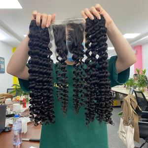 ผมต่อแบบเรมี่บริสุทธิ์ผมธรรมชาติมัดผมลอนลึกสองชั้นผมธรรมชาติ - Product Image 6