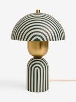 Lampe de table moderne en métal rayé en forme de champignon, éclairage LED dimmable AC/DC, pièce d'éclairage sculpturale alliant minimalisme moderne, ludicité et élégance
