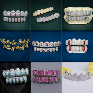 Juego de Grillz de Oro Amarillo de 14K con Diseño de Hiedra |   Grillz Dentales Personalizados con Diseño de Hojas Inspiradas en la Naturaleza - Product Image 2