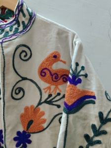 Veste pour femme brodée à la main, col mandarin, motif floral, coton, manches longues, style printemps, chic prairie - Product Image 6