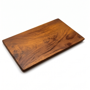 Planche à découper rectangulaire en teck naturel de qualité supérieure, durable, pour la préparation des aliments et le service bio en cuisine - Product Image 1