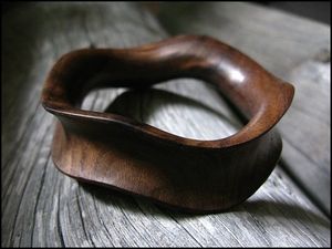 Minimal Boho Wooden <b>Bangle</b> <b>Bracelet</b> for Women Rustic Vintage Style Daily Wear Party & Festive Custom Ethnic Fashion Jewelry Cuff - Product Image 2