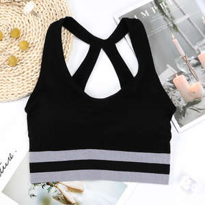 Soutien-gorge de sport pour femme, haute qualité, séchage rapide, fitness, à rayures, bretelles croisées |   Haut de sport respirant - Product Image 3