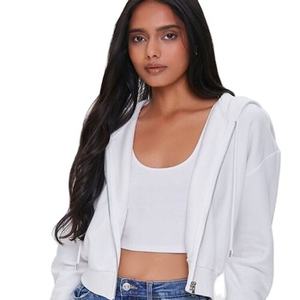 Sudadera con capucha corta para mujer, estilo casual, ligera, con cremallera frontal completa. - Product Image 1