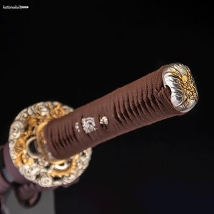 Katana de style moderne OEM, lame en acier carbone noir et rouge, épée décorative à manche en bois - Product Image 4