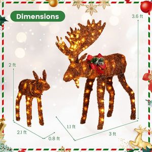 Set Decorativo Natalizio con Luci LED, Ornamento a Forma di Alce Illuminato in 2 Pezzi per Casa e Esterni, Decorazioni Invernali - Product Image 2