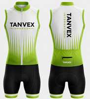 Ensemble de maillot de cyclisme unisexe TANVEX, écologique, respirant, pour l'extérieur, 100% polyester, sans manches, logo personnalisé, poche arrière personnalisée