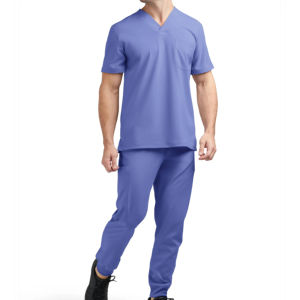 Low MOQ Customized Color Design Men's Hospital Scrub <b>Tops</b> Spandex Twill Fabric Seamless Fusing ODM Supply 7-Day Sample Lead Time - Product Image 5