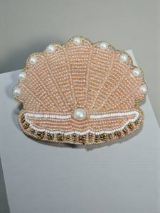 Pearl <b>Beaded</b> <b>Shell</b> Zari Hanging / Patch – Hand Embroidered Zardozi Work, Indian Handmade Ornament for Ramadan, Eid & Festive - Product Image 3