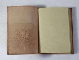 Cuaderno de Cuero Genuino de Cabra TC de Color Natural para Negocios, con Cubierta con Grabado de Hoja de Cáñamo, en Oferta Diaria, Semanal y Mensual - Product Image 3