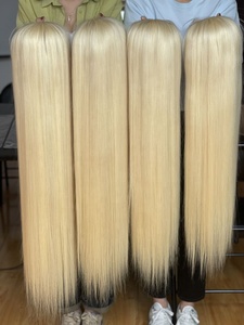 วิกผมตรง<span class=keywords><strong>สี</strong></span>แพลตตินัม 613 แบบเต็มศีรษะ ทำจากผมแท้บริสุทธิ์ วิกผมสีบลอนด์ขาว วิกผมลูกไม้ด้านหน้าสำหรับผู้หญิง - Product Image 4