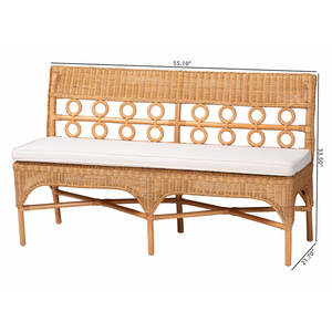 Banco de comedor Oxford Bohemian Light Honey Rattan Muebles de patio con estilo - Product Image 4