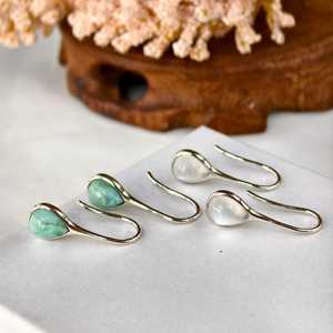 Sterling <b>Silver</b> Drop Larimar Dangle Earrings Moonstone Earrings Natural Gemstone Earrings Women Jewelry Gift - Product Image 3
