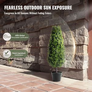 Arbre artificiel en buis de 36 pouces de haut, plante verte artificielle avec feuilles supplémentaires dans un petit pot, ensemble de 2 pièces - Product Image 3