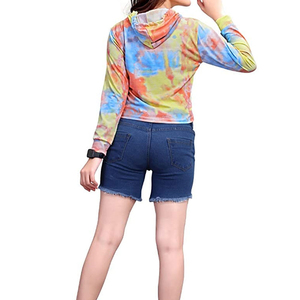 Sudadera con Capucha Corta para Mujer, Otoño, Personalizada, Holgada, Ajustada a la Cintura, Color Sólido, Manga Larga, Casual, con Logotipo Frontal, 100% Algodón - Product Image 2