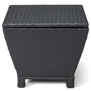 Tavolino Laterale da Esterno Nero in PE Intrecciato con Contenitore Portaoggetti Piccolo per Patio, per Tubo, Cuscini, Asciugamani e Altri Oggetti - Product Image 3